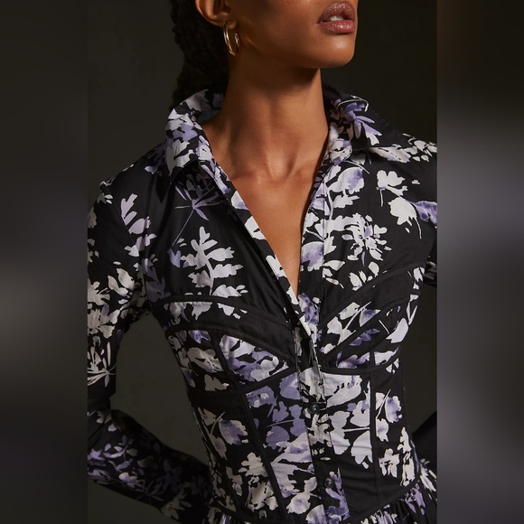 NWT Anthropologie Corset Shirt Dress - Picture 2 of 3